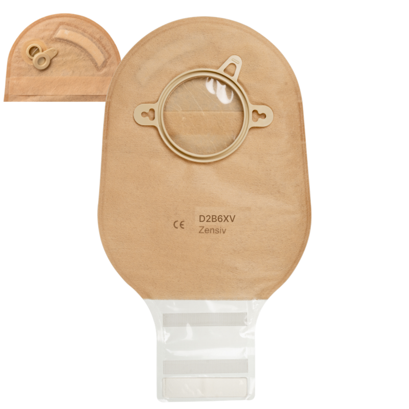 D2B6XV Калоприймач Зенсів 2компонентний - мішок відкритий, непрозорий, з оглядовим вікном, з фільтром, закривається на липучку, з вент отвором, фланець 60 мм